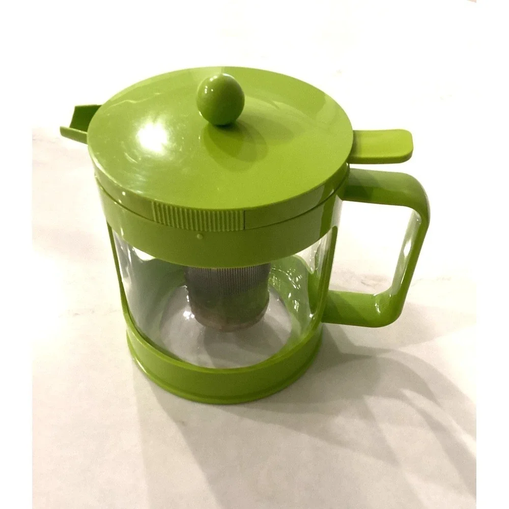Bodum Bean Tea Press 34oz Tea Infuser Green With Glass And Plastic Exterior
